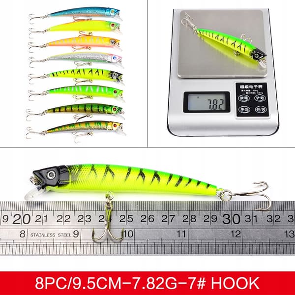 SET MED WOBBLERS FÖR GÄDDA, GÖS, ABBORRE, BETEN 43 ST 4-8 g 4,5-10 cm