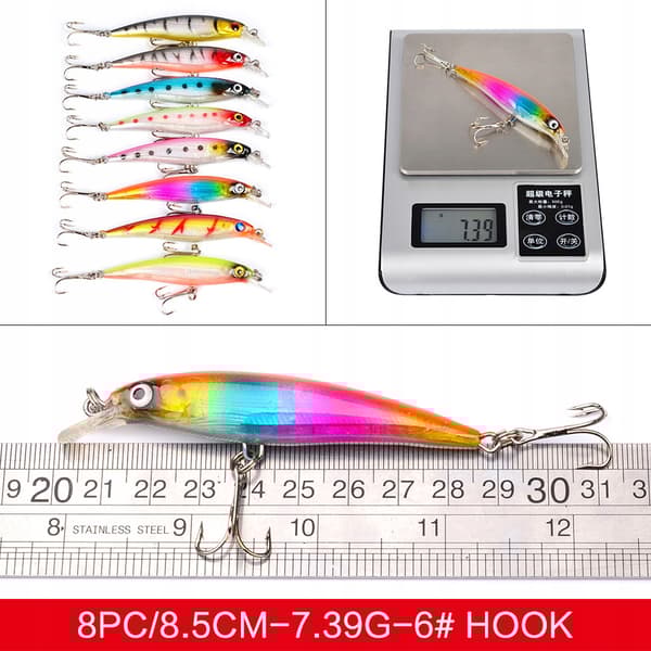 SET MED WOBBLERS FÖR GÄDDA, GÖS, ABBORRE, BETEN 43 ST 4-8 g 4,5-10 cm