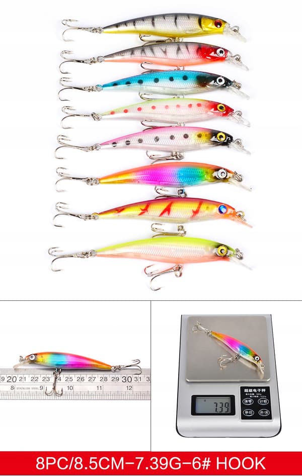 SET MED WOBBLERS FÖR GÄDDA, GÖS, ABBORRE, BETEN 43 ST 4-8 g 4,5-10 cm