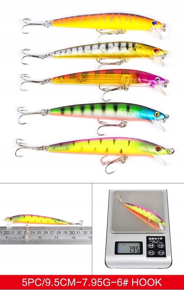 SET MED WOBBLERS FÖR GÄDDA, GÖS, ABBORRE, BETEN 43 ST 4-8 g 4,5-10 cm