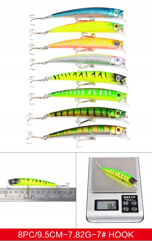 SET MED WOBBLERS FÖR GÄDDA, GÖS, ABBORRE, BETEN 43 ST 4-8 g 4,5-10 cm