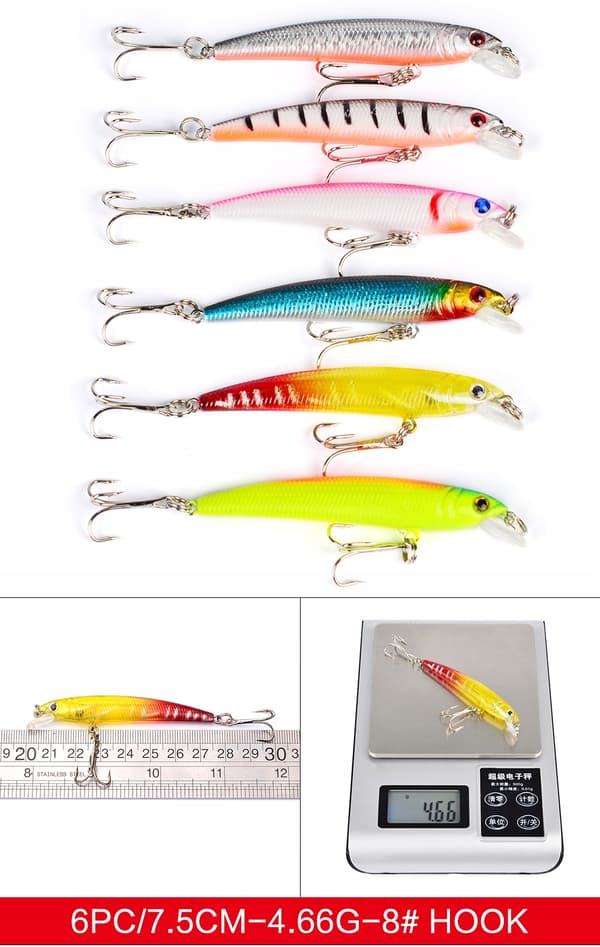 SET MED WOBBLERS FÖR GÄDDA, GÖS, ABBORRE, BETEN 43 ST 4-8 g 4,5-10 cm