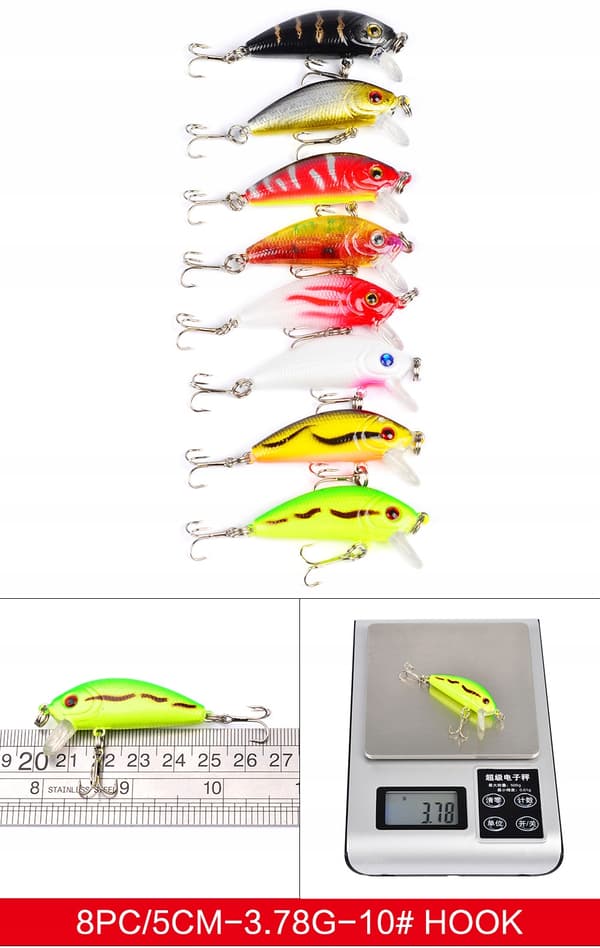 SET MED WOBBLERS FÖR GÄDDA, GÖS, ABBORRE, BETEN 43 ST 4-8 g 4,5-10 cm