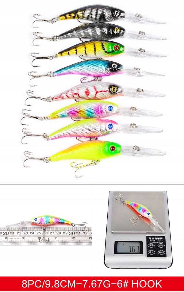 SET MED WOBBLERS FÖR GÄDDA, GÖS, ABBORRE, BETEN 43 ST 4-8 g 4,5-10 cm