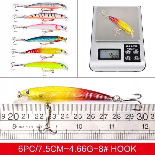 SET MED WOBBLERS FÖR GÄDDA, GÖS, ABBORRE, BETEN 43 ST 4-8 g 4,5-10 cm