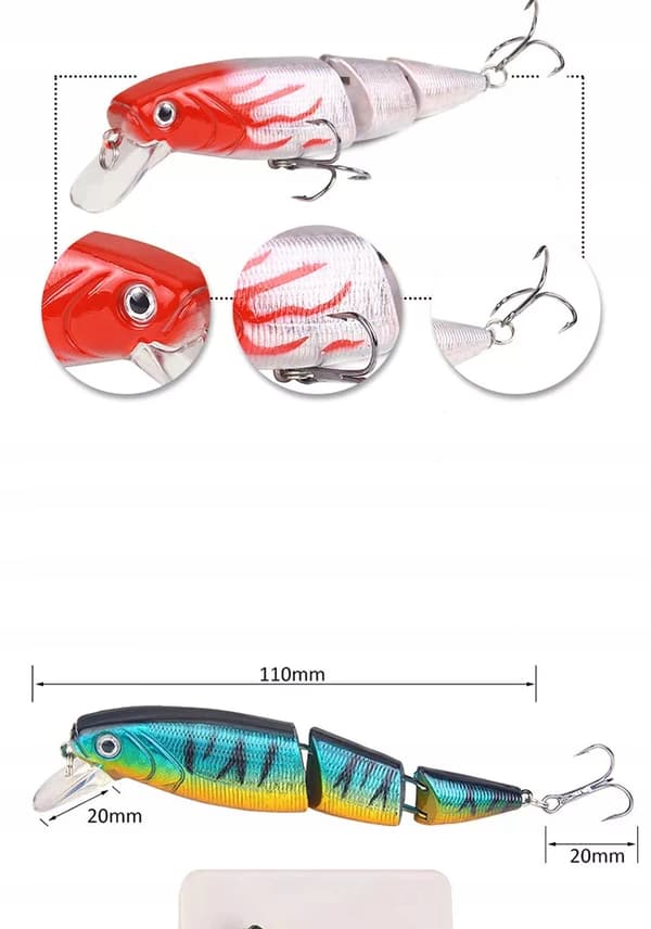 Wobbler PIKE ZANDER PERC Jointed F148 RØD