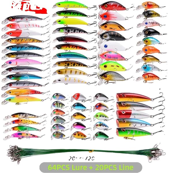 84 kpl, Crankbait, Minnow, Popper, Wobbler Bass -koukut,84Kpl