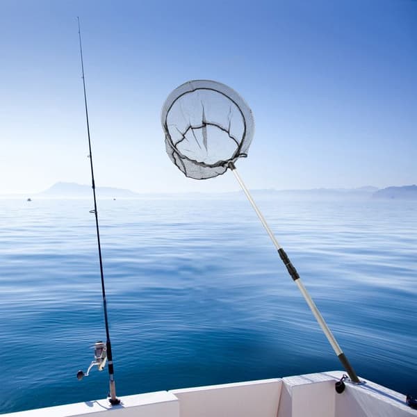 Relaxdays Fiskesperre, teleskopisk stang 60 - 130 cm, sammenleggbar, lett, stabil, nett med 36 cm Ø, svart-sølv