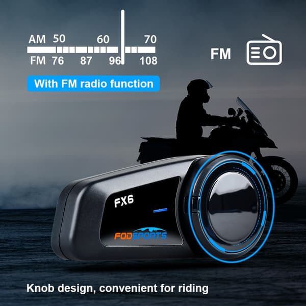 Moottoripyöräkypärän Bluetooth Intercom, 1000 metrin kantama, 6 ratsastajan Interphone.