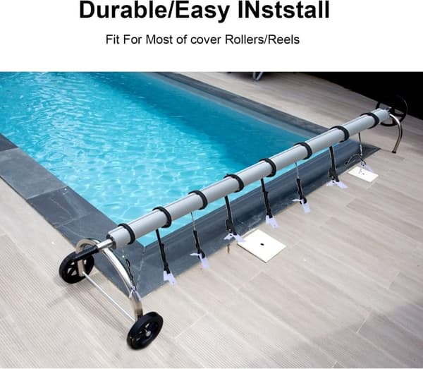 Set de 8 Sangles de Maintien pour Film de Piscine | Sangles et Clips de Fixation pour Les enrouleurs | Tilbehør