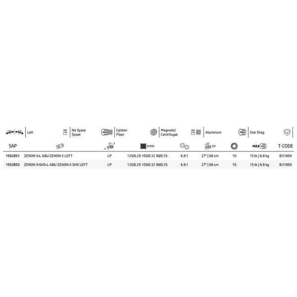 Abu Garcia Baitcasting Reel Zenon™ X Shs Low Profile Sort Ratio: 6.8:1