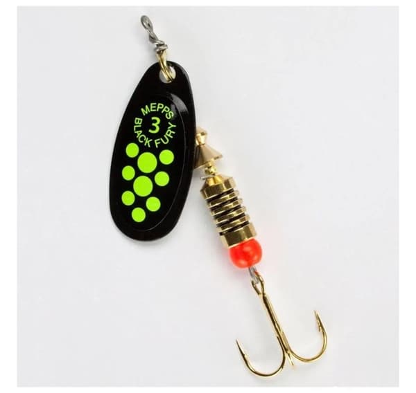 Spinner BLACK FURY-3 6,5g sorte/chartreuse prikker