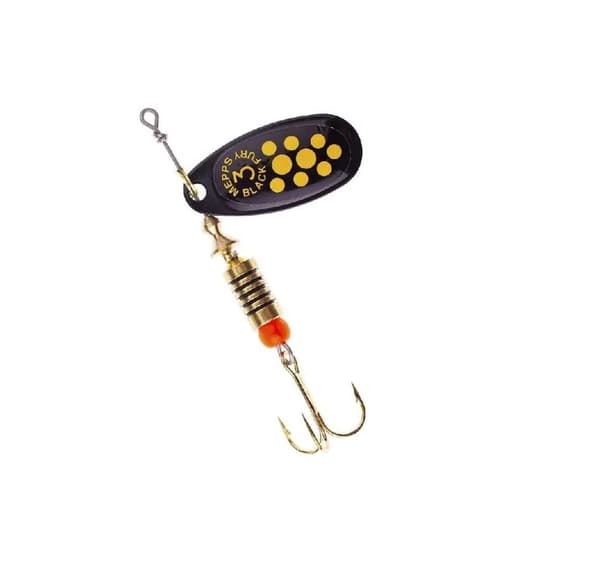 Spinner BLACK FURY-3 6,5g svarta/gula prickar, MEPPS