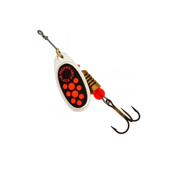 Spinner MEPPS BLACK FURY-4 8,0g sølv/oransje prikker