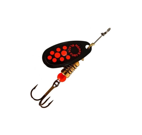Spinner MEPPS AGLIA BLACK FURY-4 8,0g mustat/oranssit pisteet
