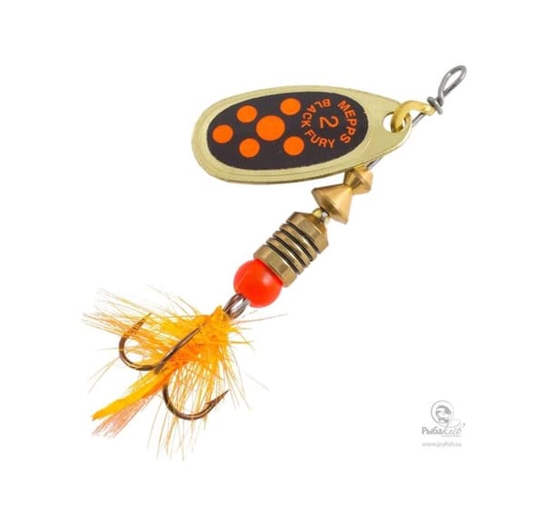 Spinner MEPPS BLACK FURY MOUCHE-2 4,5g kulta/oranssi pisteet