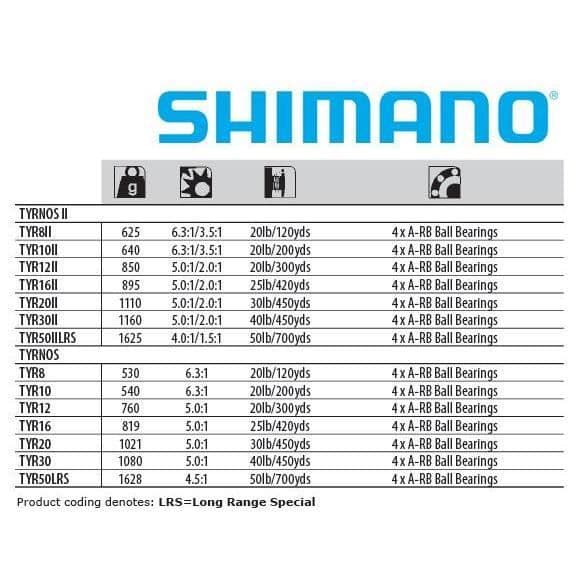 Dragspö - Shimano - Tyrnos - Vit - Enkel och dubbel hastighet - Havsfiske