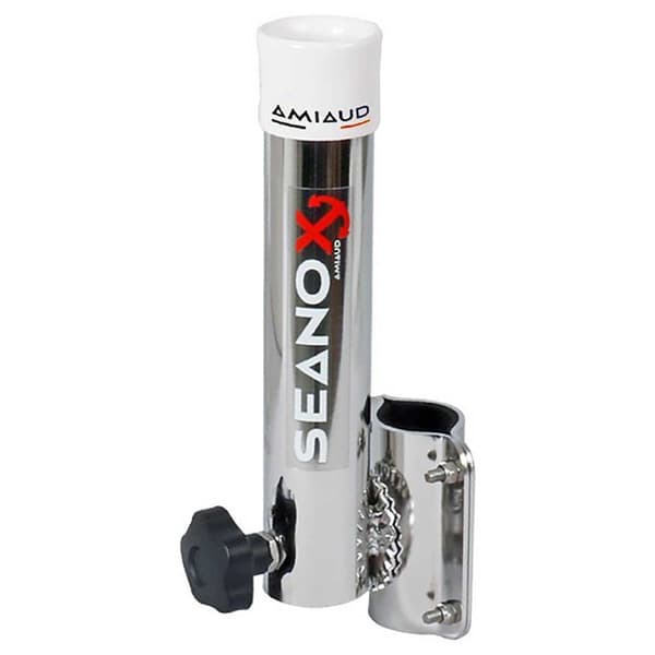 Seanox Rostfritt Stål Rälsmonterad Stånghållare Med Vitt Gummi 35-50 Mm Silver