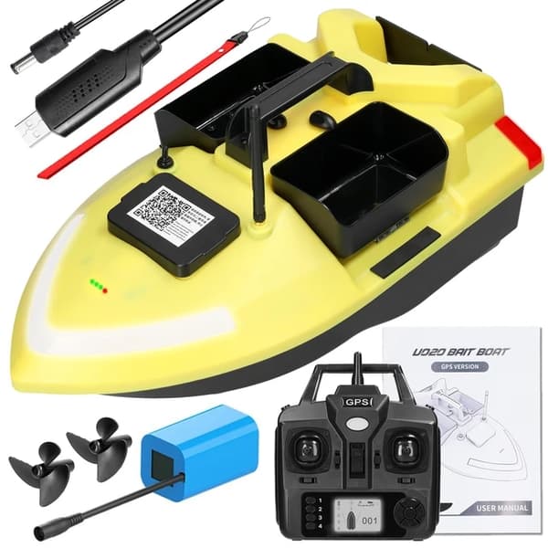 GPS Fiskebåt med bete, Trådlös kontroll, Automatisk återgång, D16E GPS 10000mAh