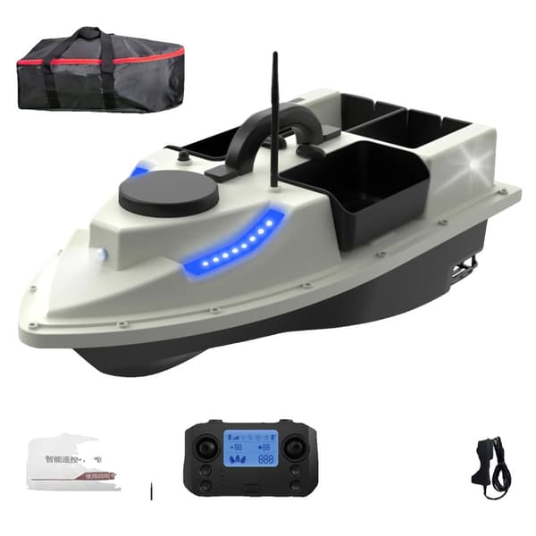 GPS Fjernstyret Fiskebait Båd, 500m Rækkevidde, 2kg Belastningskapacitet,12000mAh