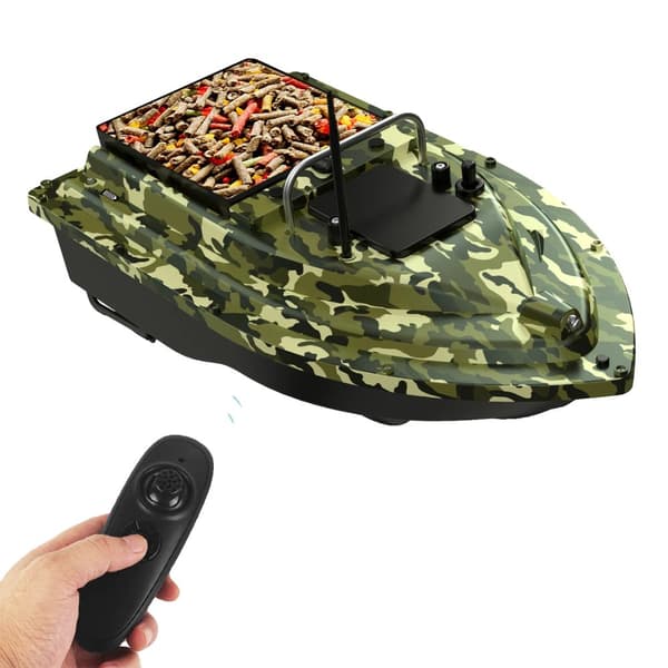 Fjernstyret Fiskebait Båd, 300m Kontrolområde, 4,4lb Belastningskapacitet,Camouflage 5200 mah