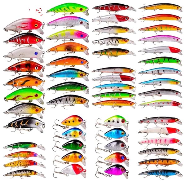 Fiskedragset, 56 stycken drag, hållbart plastmaterial,56 st lockar