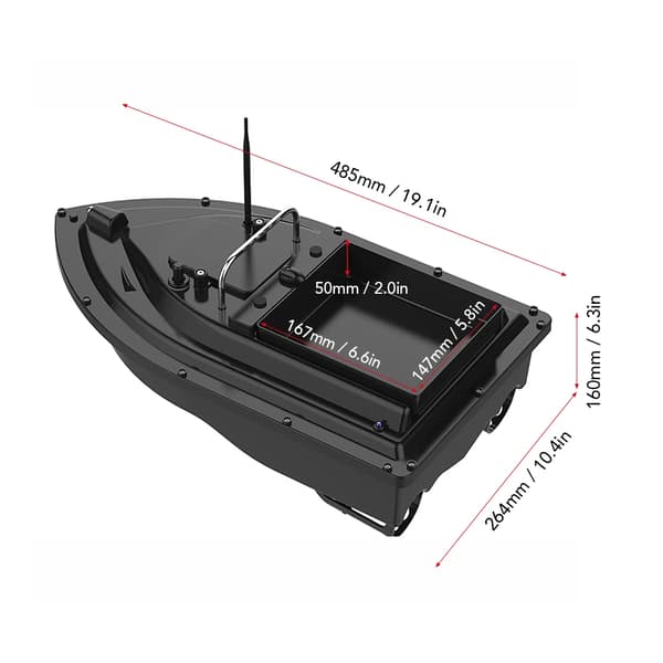 Kalastusviehevene, 300m langaton kantama, 0,4lb kuormituskapasiteetti,Musta 5200mAh