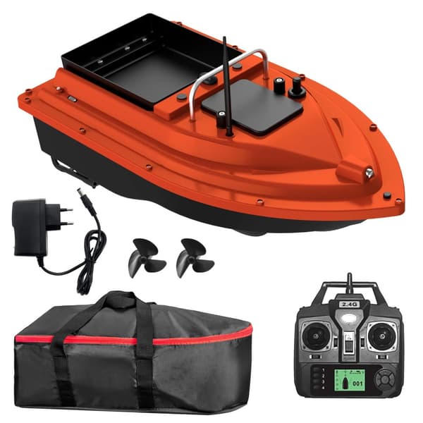 GPS Fiskebåt med Beten, Stort Kapacitet, Robust Konstruktion,Röd 12000mAh