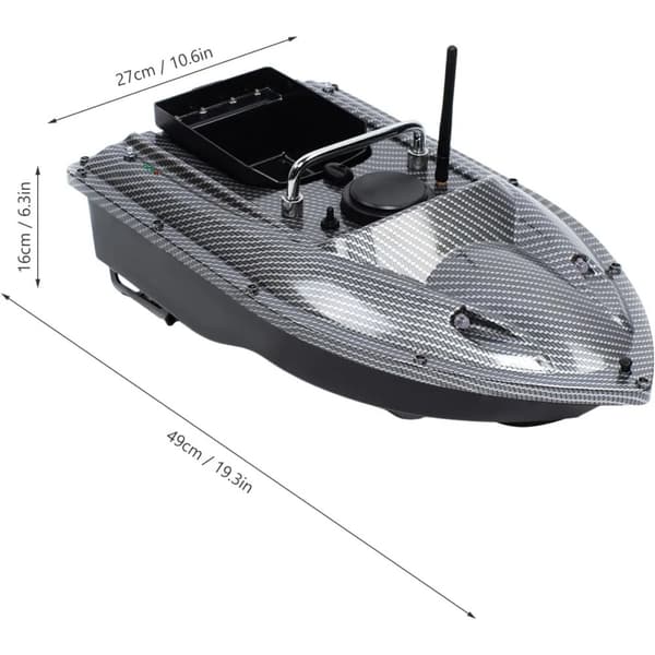 Fjernstyret Fiskebait Båd, 1,5 kg Belastningsevne, 500 m Kontrolområde,sort