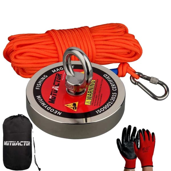 Stærk Neodymium Fiskemagnet, 400KG Trækkraft, 20M Snor,magnet 20M