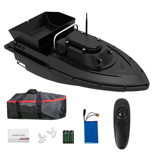 Fjernbetjent Fiskebåd med Agn, GPS Navigation, Høj Belastningskapacitet,sort