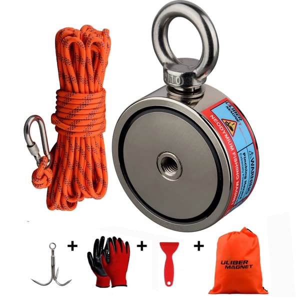 Neodymium Magnet Fiskeri Sæt, 180KG & 250KG Trækstyrke, 20 Meter Snor,vertikal trækstyrke, 250KGX2 Sejlkløft