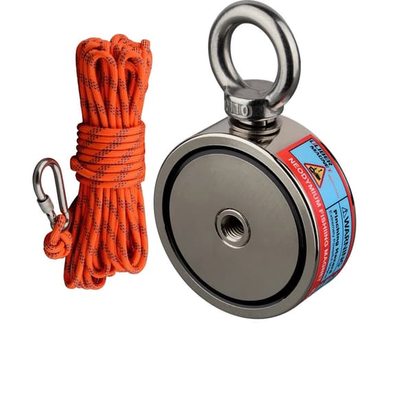 Neodyymimagneetti Kalastussetti, 180KG & 250KG Vetovoima, 20 Metriä Köyttä,250KGX2 Köysi Kynsi, pystysuuntainen vetovoima
