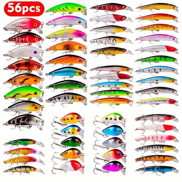 Fiskedragset, 56 stycken drag, hållbart plastmaterial,56 st lockar