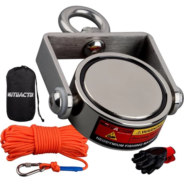 Neodymium Fiskemagnet, 1200LB Dragkraft, Hållbart Rep,Vertikal dragkraft, 600LBS Rotera