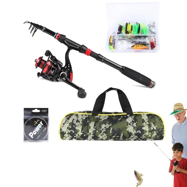 Fiskespö Kit, Teleskopisk Design, Smidig Rulle,A
