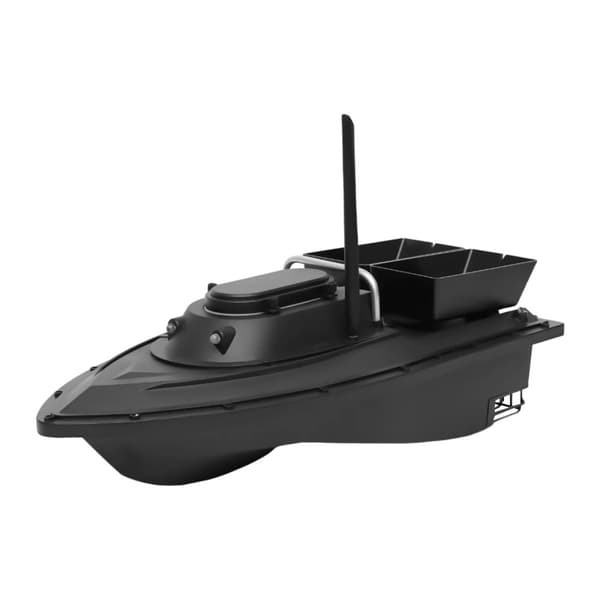 Fiskebåd med agn, dobbelt agnboks, 5200 mAh batteri, fjernbetjening op til 500 meter,sort