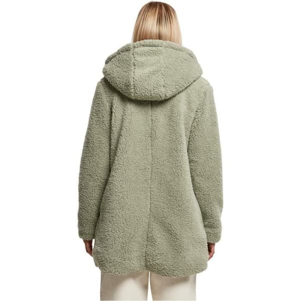 Urban Classics Sherpa Hooded Fleece för kvinnor - grön - M