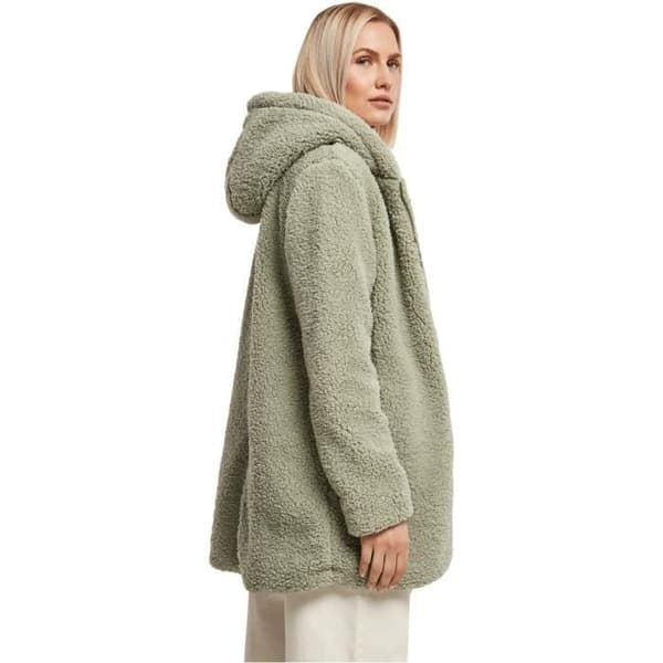 Urban Classics Sherpa Hooded Fleece för kvinnor - grön - M