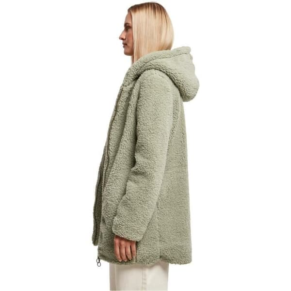 Urban Classics Sherpa Hooded Fleece för kvinnor - grön - M