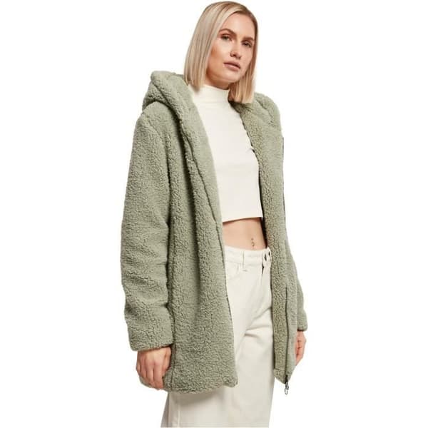 Urban Classics Sherpa Hooded Fleece för kvinnor - grön - M
