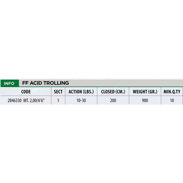 Fishing Ferrari Trolling Stang Acid Gul,Sort 2.00 m / 20-50 Lbs