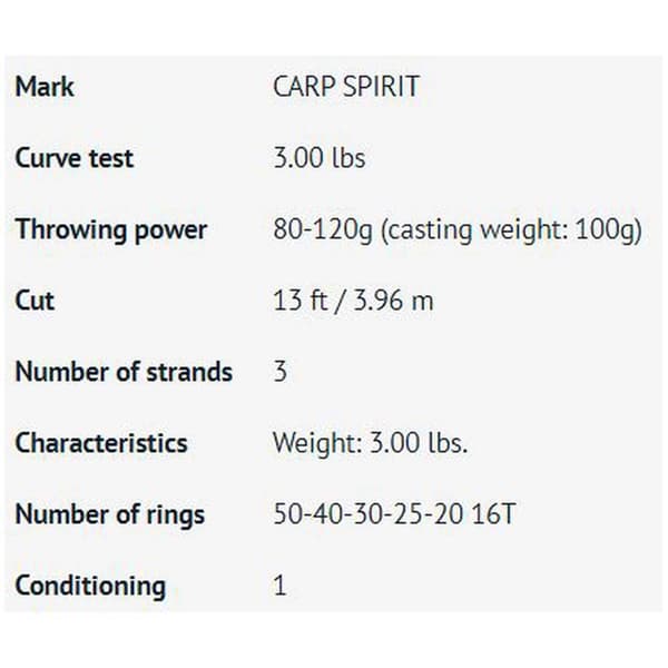 Carp Spirit Karpefiskeri Stang Blax 3 Afsnit Sort 3.96 m / 80-120 g