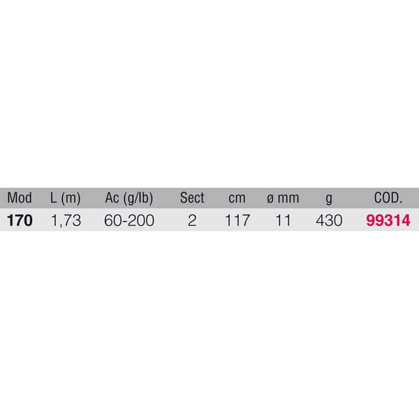 Kali Kunnan Vippende Stang Hubble Sort 1.73 m / 60-200 g