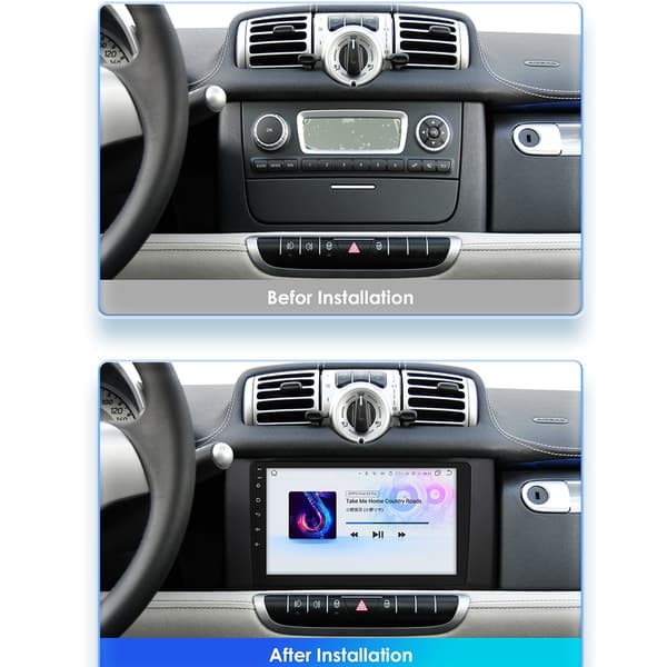 Smart Fortwo -auton radio, Android-multimediasoitin, GPS-navigointi, 10,33 tuuman S3