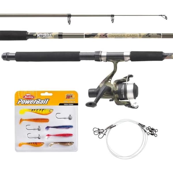 Fiske set - MITCHELL - Tanager Kamouflage - Spö 180 cm - Rulle med Snöre - Beten Inkluderat