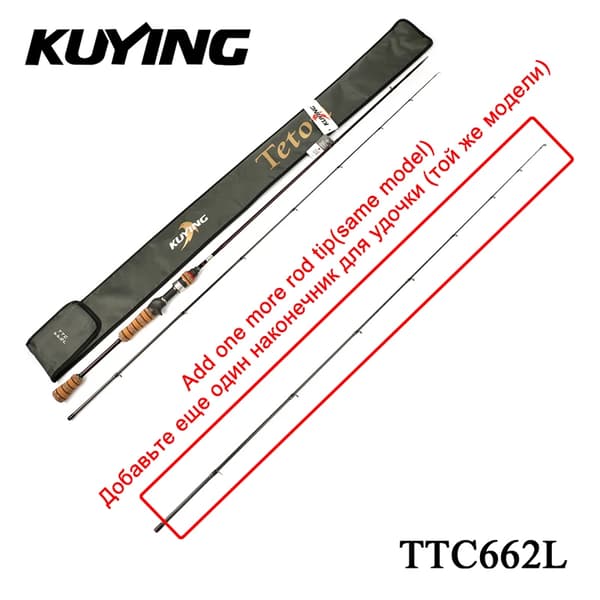 KUYING TETON Fiskespö, 1,98 m Längd, FUJI Rullefäste,TTC662LaddTIP