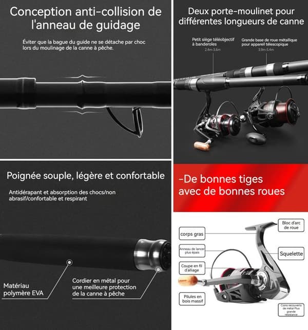 Fiskespö - Ej specificerat - 4,5m - Ultralätt - 8 sektioner - Kolfiber av hög kvalitet