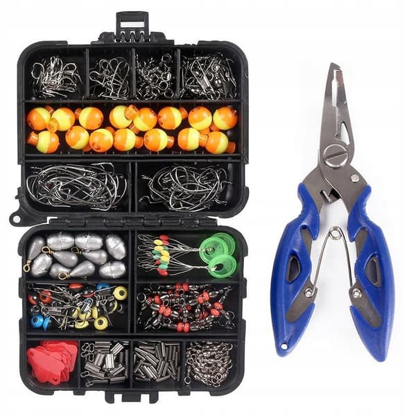 FISKE TILBEHØRSSÆT GRUNT Spinnefisk 265 dele BOX Nippers