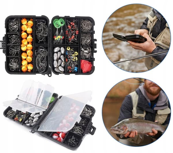 FISKE TILBEHØRSSÆT GRUNT Spinnefisk 265 dele BOX Nippers